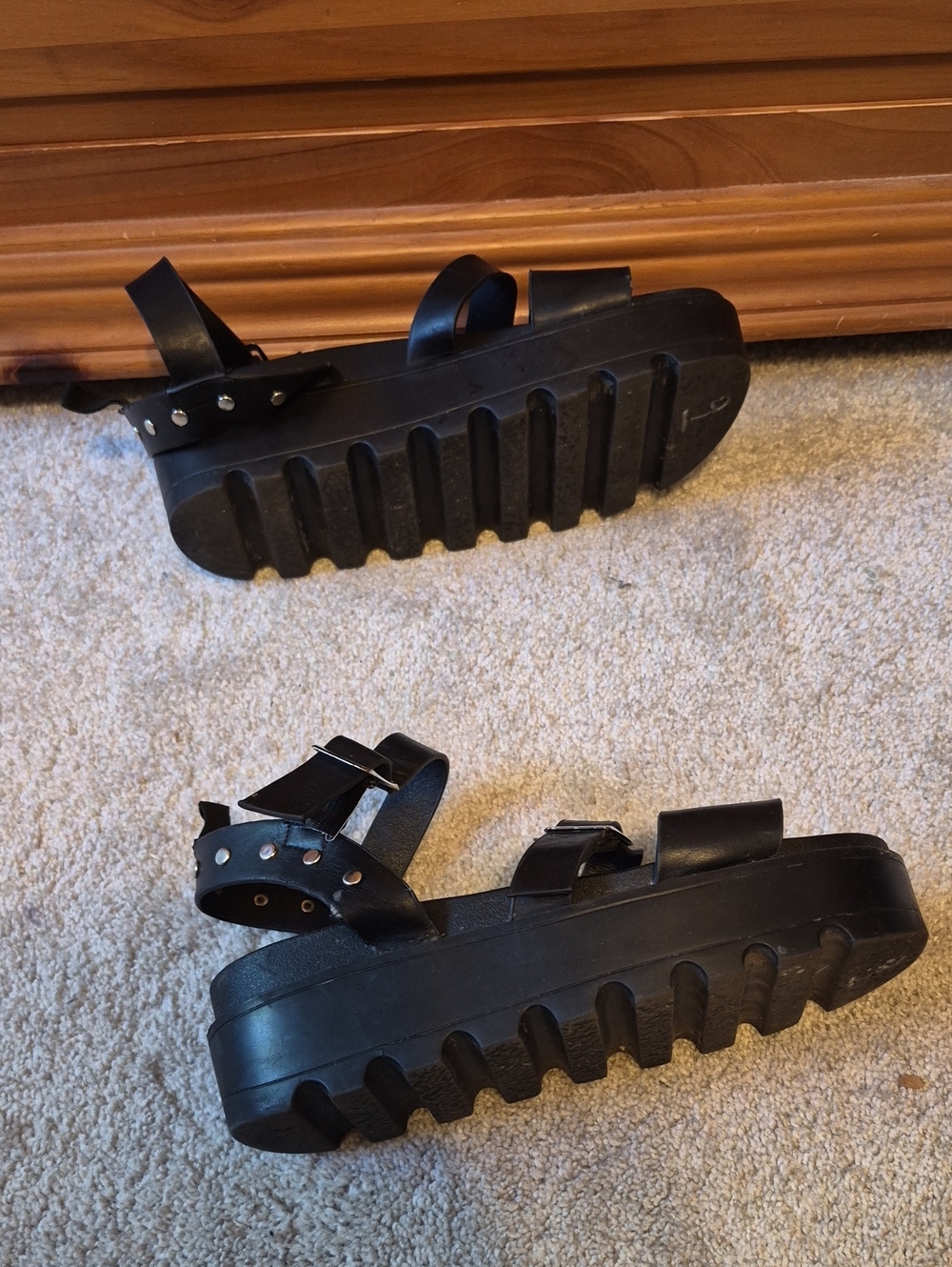Black Platform Sandals with Buckle Straps